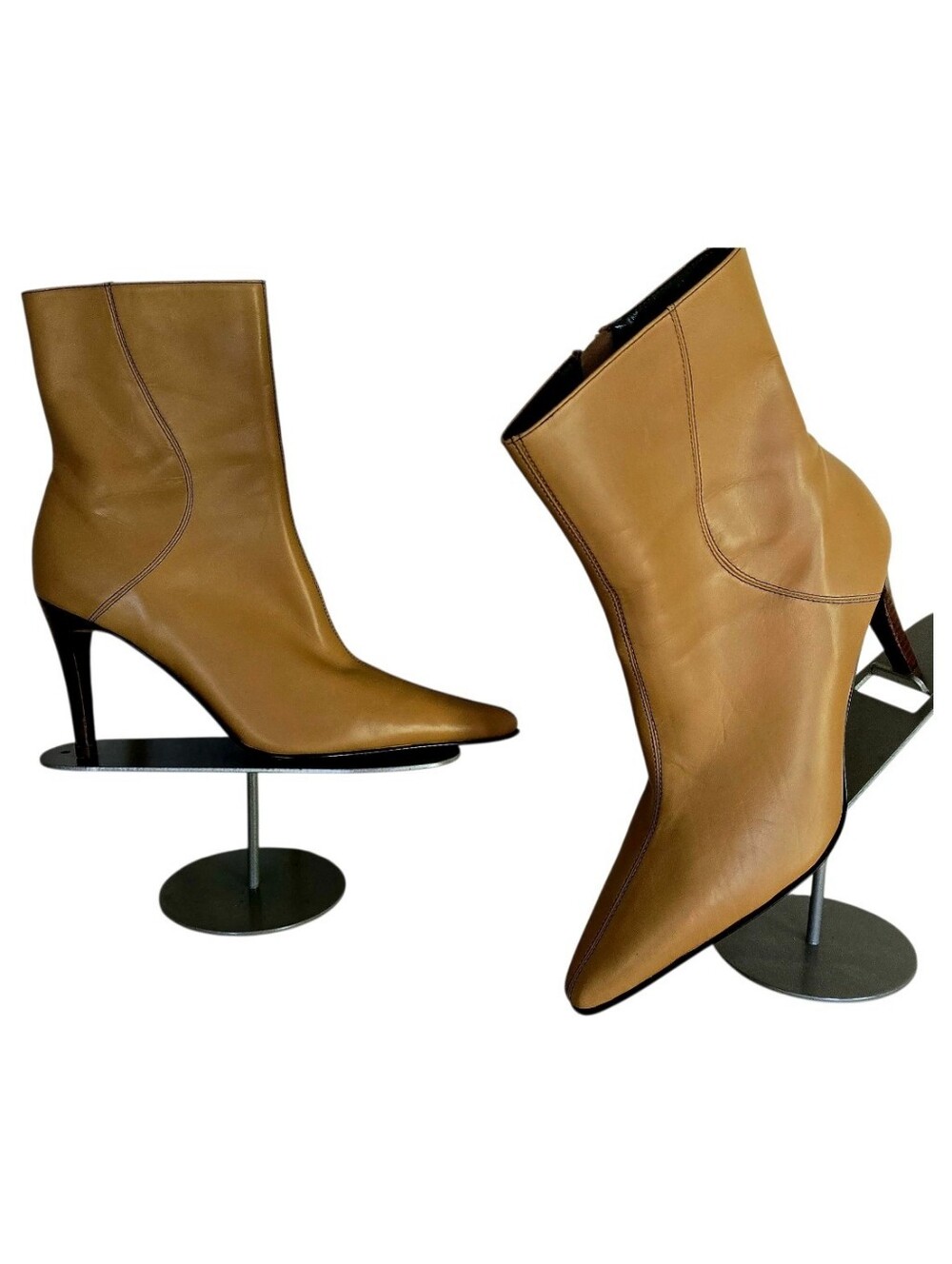 Like New Valerie Stevens Women's Tan Leather Pointed-Toe Ankle Boots 7.5M